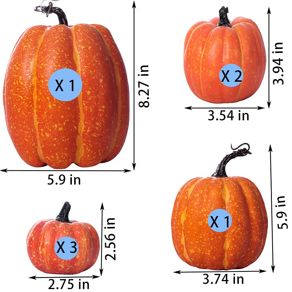 OTMVicor 7Pcs Artificial Pumpkin,Fake Pumpkin,Autumn Decoration for Thanksgiving Halloween Christmas