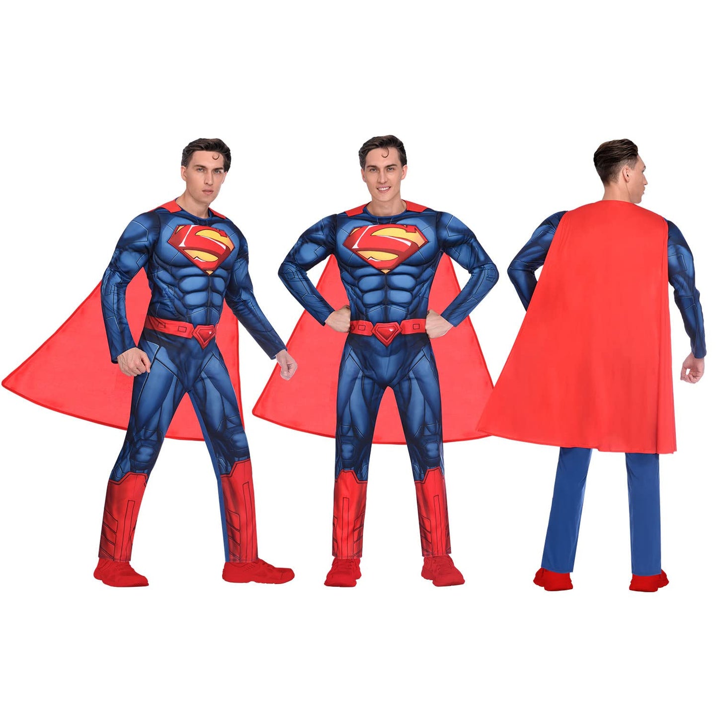 Men Adult Superman Classic Superhero Costume Fancy Dress - Blue