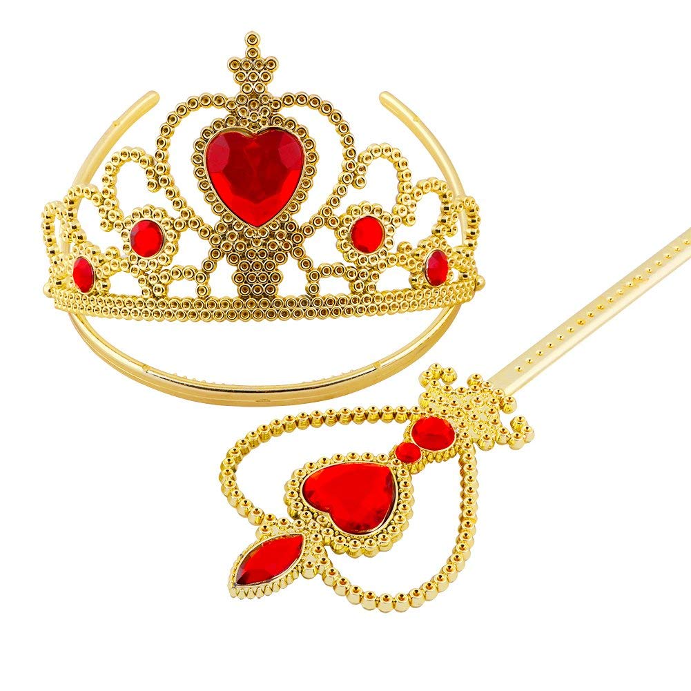 Vicloon Princess Costumes Ice Princess Set of 5, Elsa Gloves Wand Tiara Crown Necklace Earrings (Yellow)