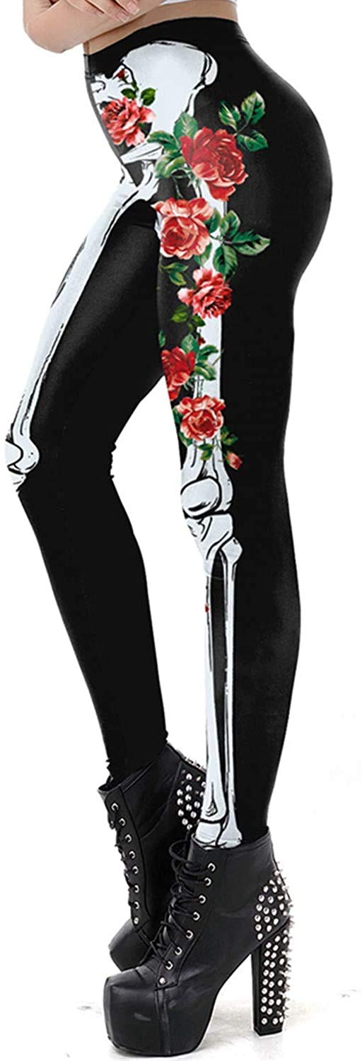 Women's Halloween Costume Leggings Skeleton Tight Stretch Funny (image 2)