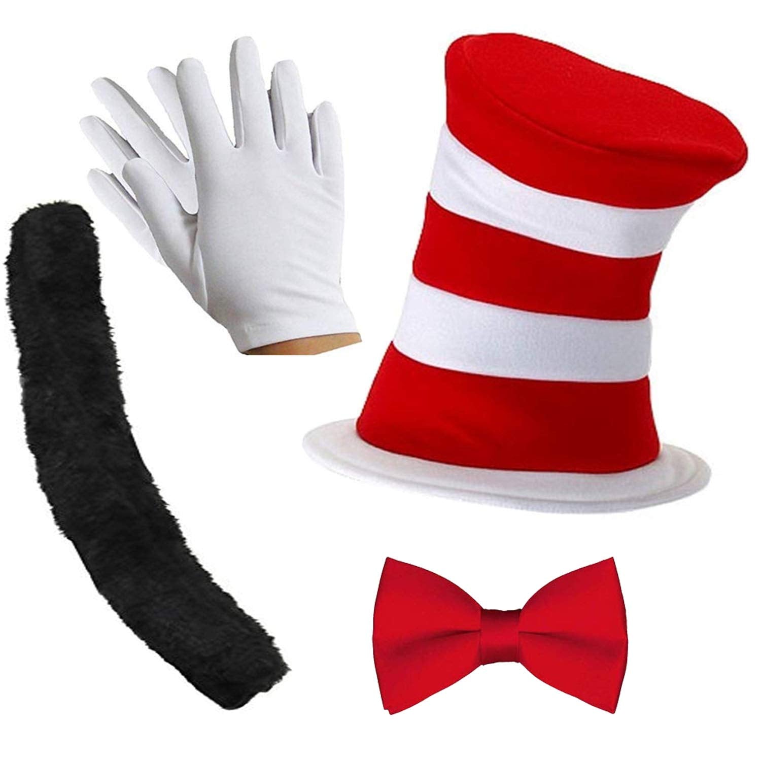 Child Cat in the Hat Set Fancy Dress Accessory Set Hat + Bow Tie +