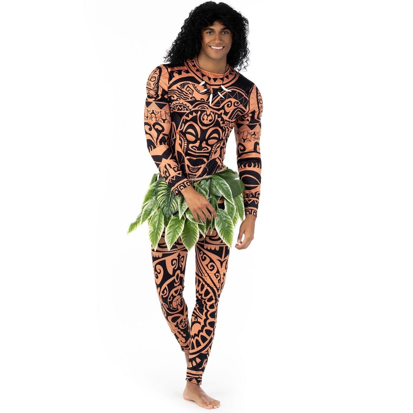 Polynesian Costume Adult Men - Hawaiian Fancy Dress - Leaf Costume