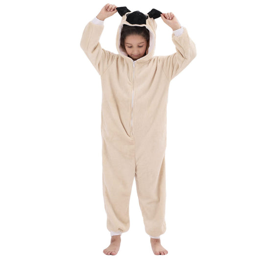 Flannel Dog Costume Cosplay Halloween Animal Onesie for Kids Adults