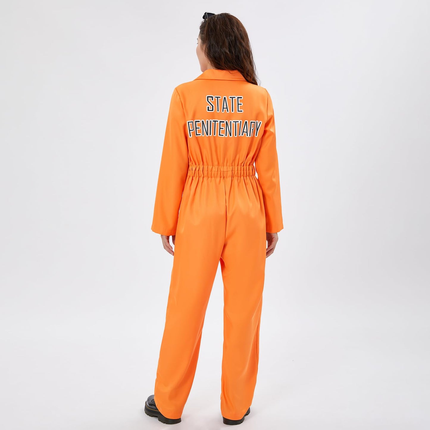 Yoisdtxc Orange Prison Jumpsuit Costume Women Men Jail Halloween Costumes Couples Matching Prisoner Cosplay Outfits (Women Orange, XXL)