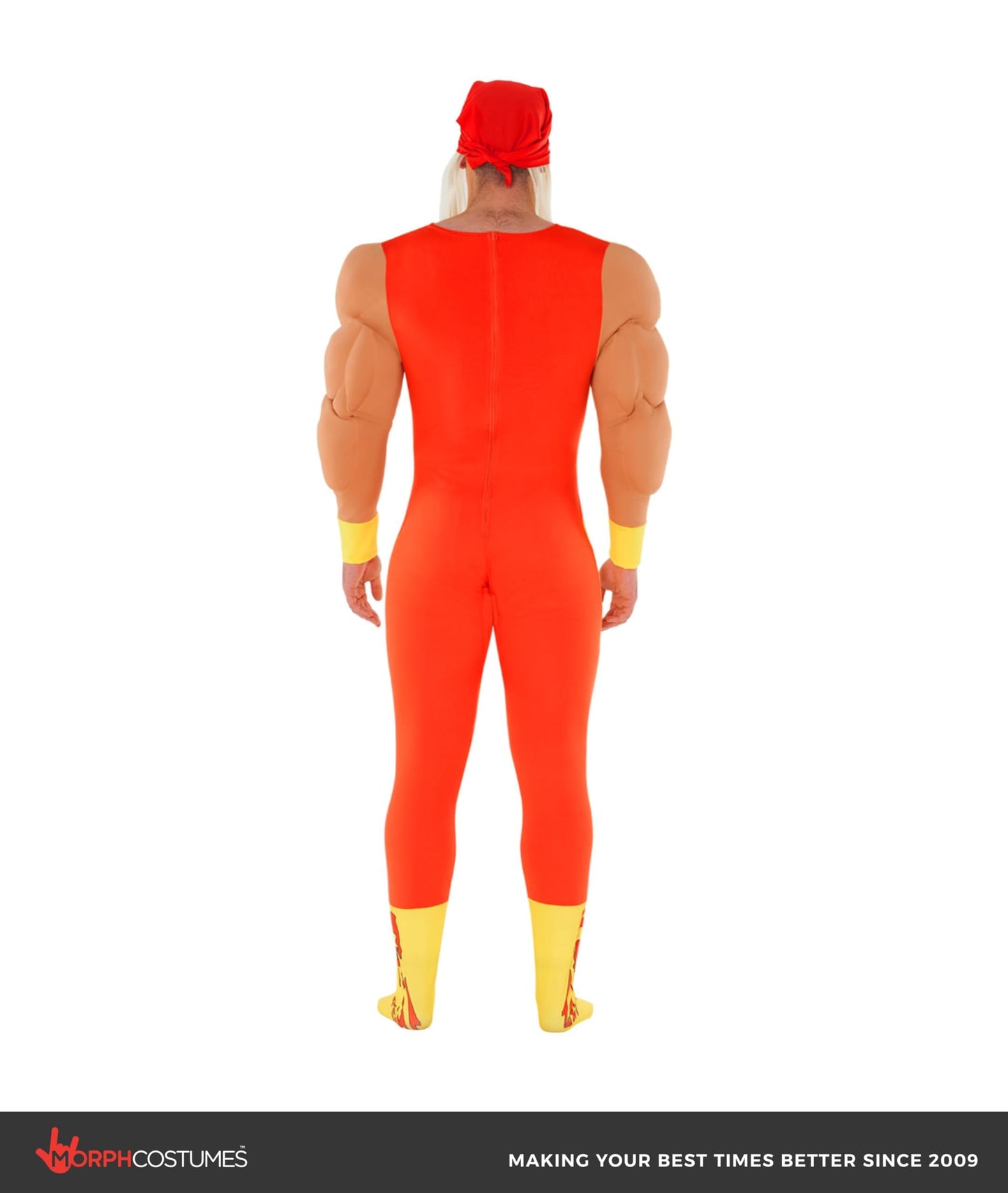 Morph Hulk Hogan Costume Adult, Hulk Hogan Fancy Dress, WWE Wrestling Costume, 80s Costumes for Adults, Large
