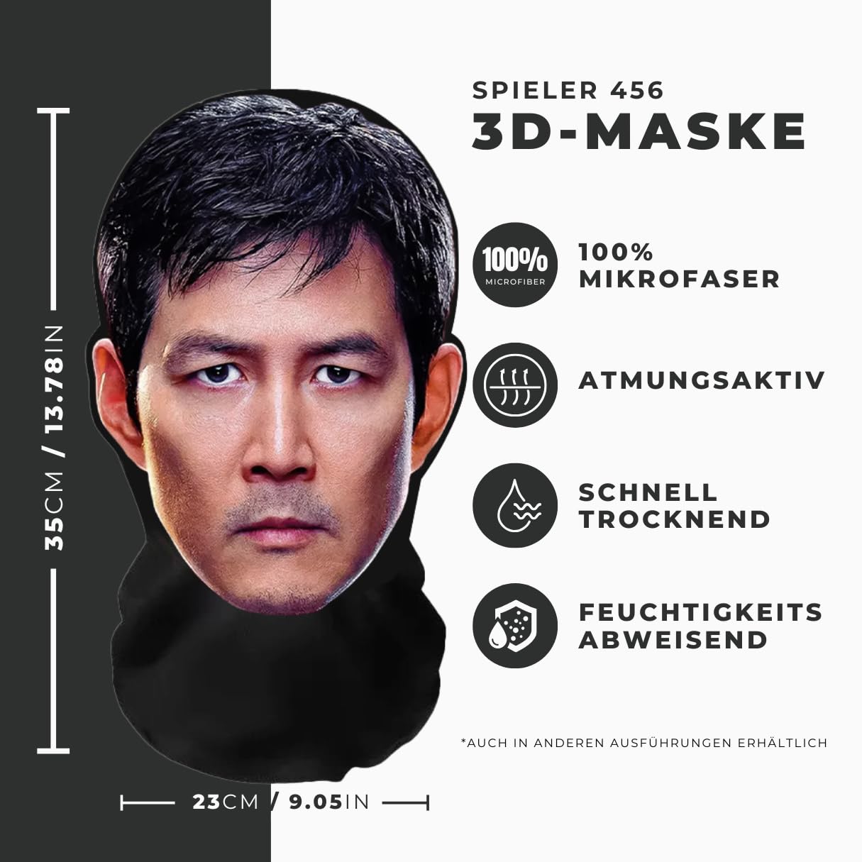 Aristo Solutions Lifelike 3D Printing Full Face Mask, Breathable, Lightweight and Comfortable, Great for Cosplay, Parties, Halloween, Carnival and Events, Squid Player 456, Squid Games