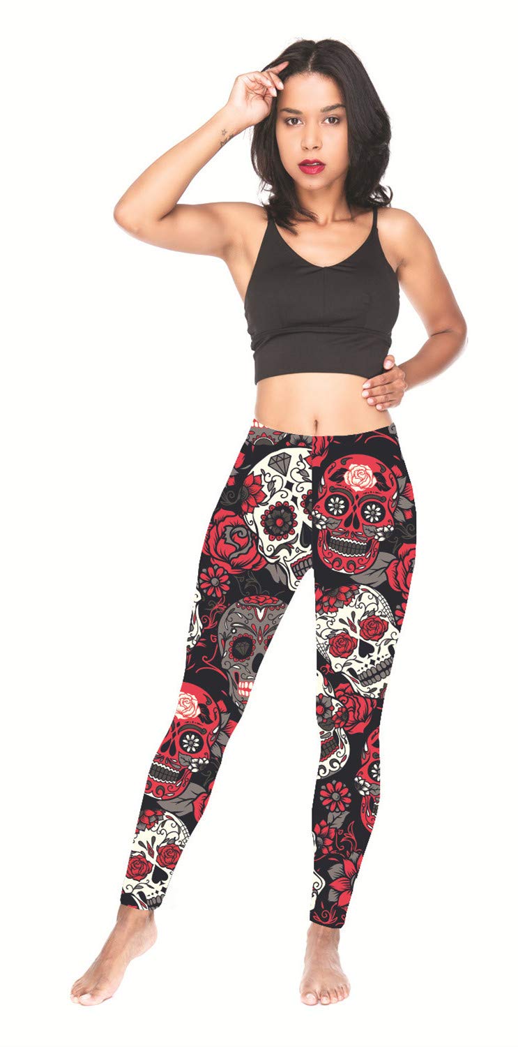 Fioeyr Women's Halloween Costume Leggings Skeleton Tight Stretch Funny Pants High Waist Stretch Leggings Ladies Elasticated