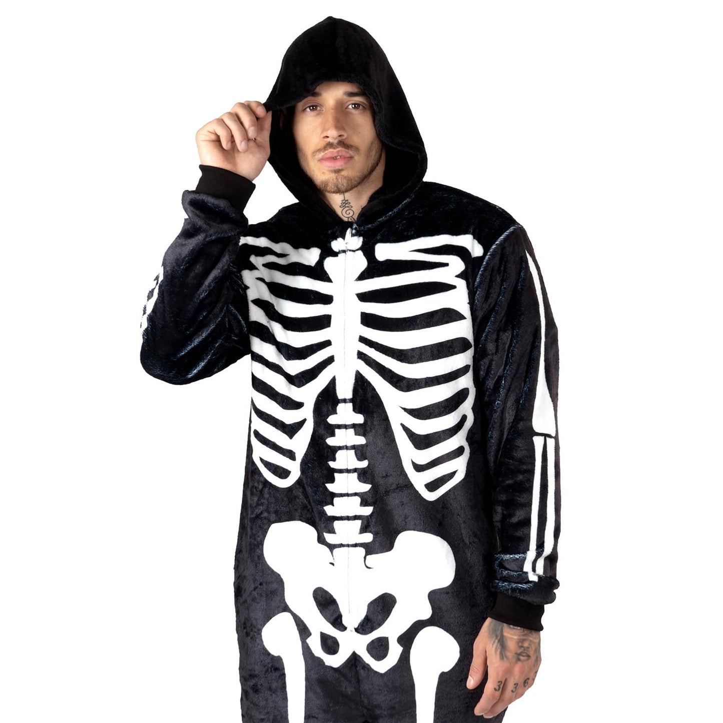 Onesie Halloween Costume - Unisex Skeleton and Shark Playsuit Adult
