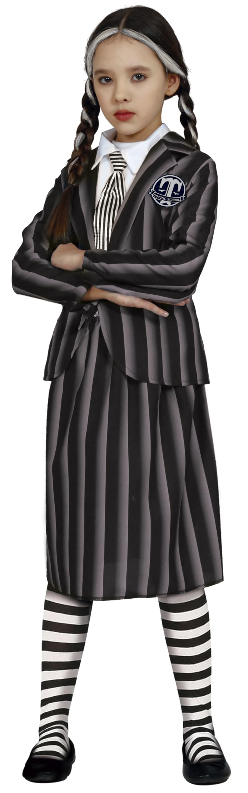 FIESTAS GUIRCA Gothic Family Girl School Uniform Fancy Dress - Gothic Girl Costume - Halloween Girls Costumes 10-12 years