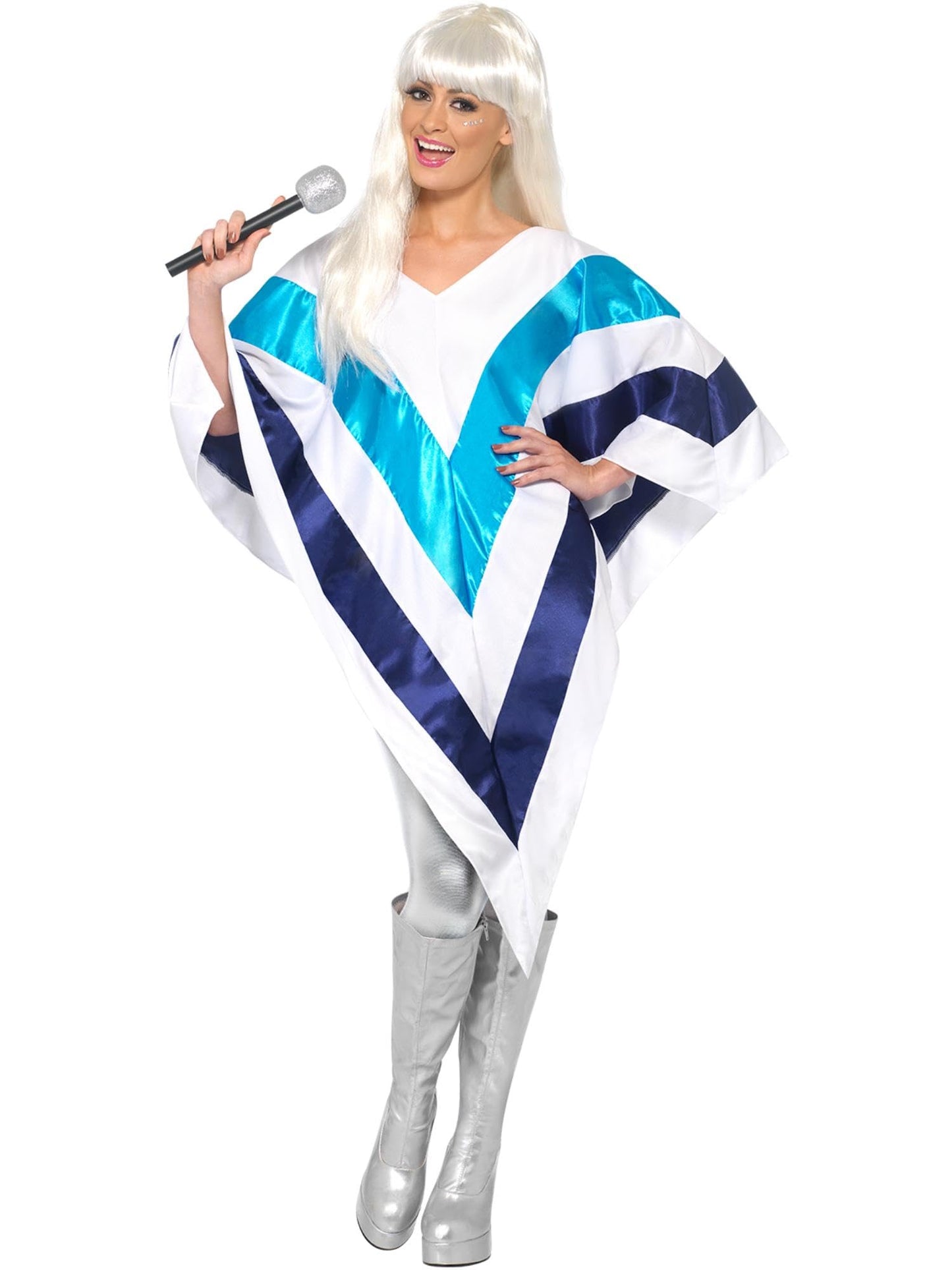 Super Trooper Poncho - White - 1970's Disco Fancy Dress - Adult