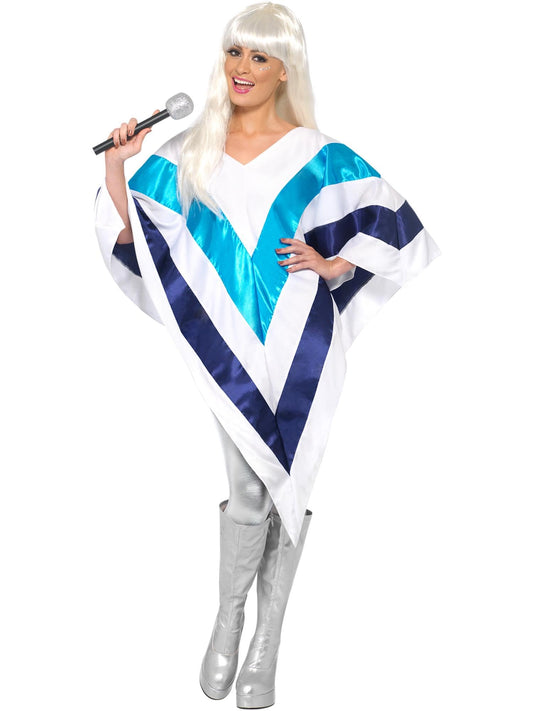 Super Trooper Poncho - White - 1970's Disco Fancy Dress - Adult