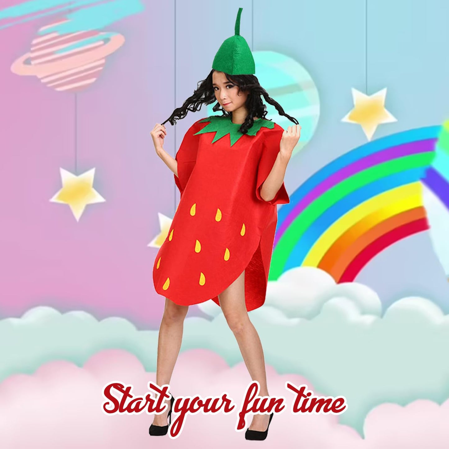 Strawberry Costume for Adults - Funny Fruit Cosplay Outfit (image 7)