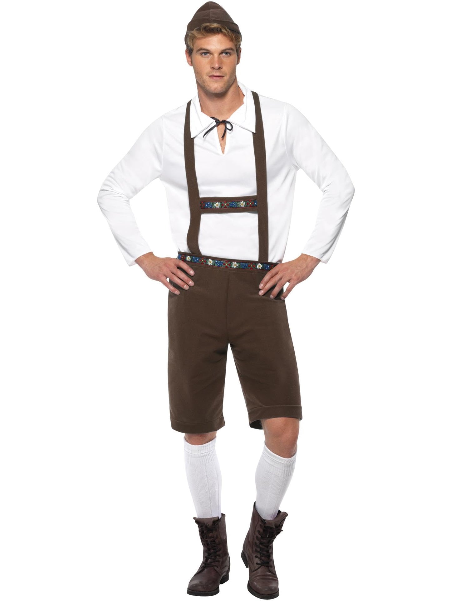 Smiffy's Adult Oktoberfest Bavarian Man Costume Chest, Brown, L - Size 42inches-44inches