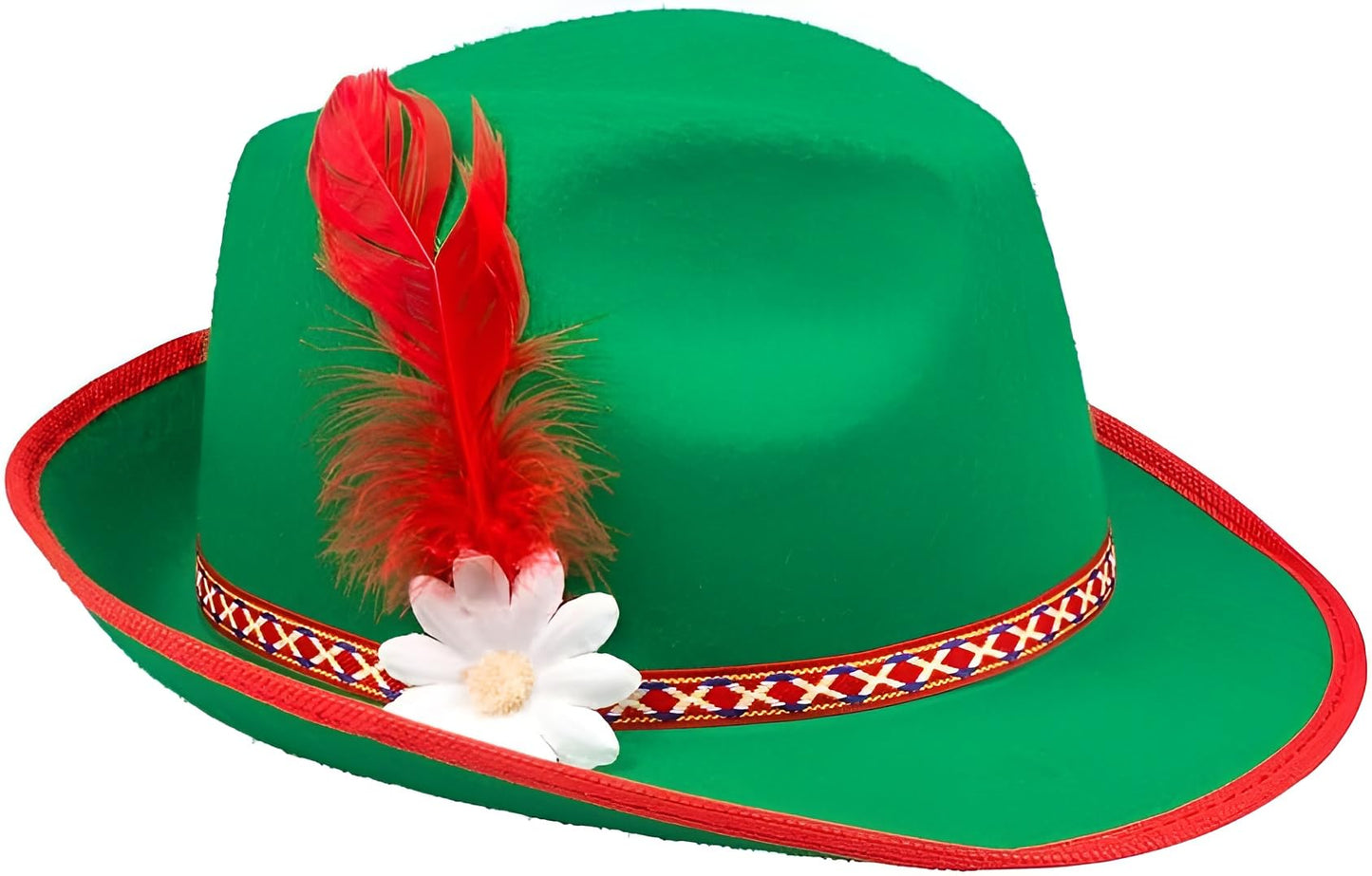 Boland Adult Tyrolean Hat Green – Traditional Oktoberfest Headwear with Feather & Flower – Bavarian Fancy Dress German Hat for Men & Women – Carnival Costume Oktoberfest Accessories