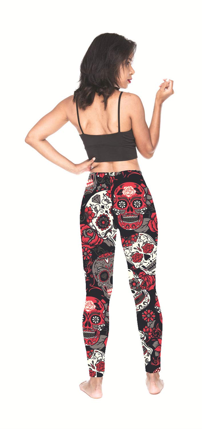 Fioeyr Women's Halloween Costume Leggings Skeleton Tight Stretch Funny Pants High Waist Stretch Leggings Ladies Elasticated