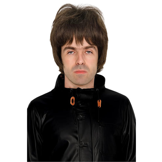 Rosevale Adult Men's 90’s Rock and Roll Star Liam Inspired English Singer Wig – Short Wavy Brown Wig for Costume, Halloween, Cosplay, and 90s Music Icon Look
