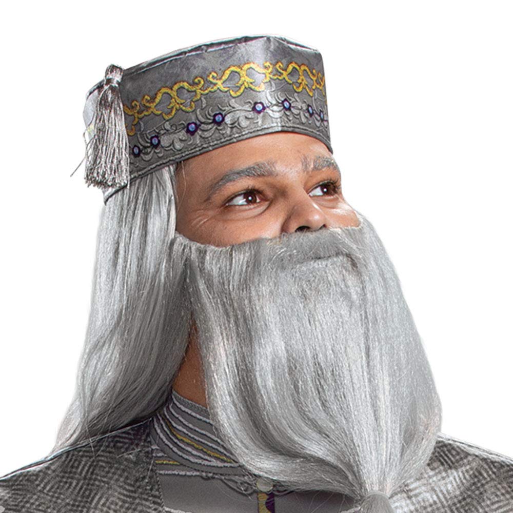 DISGUISE 107679D Dumbledore, Official Harry Potter Wizarding World Adult Costume Robe and Hat Outfit Sized, Silver, X-Large (42-46)