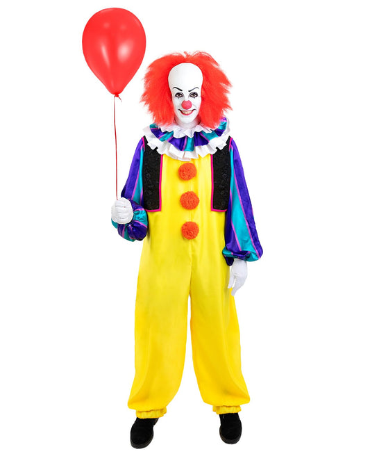 Funidelia Official Pennywise Costume - IT for Men, Includes jumpsuit, ruff, vest and gloves, Size S - Costume for adults for parties, Carnival and Halloween