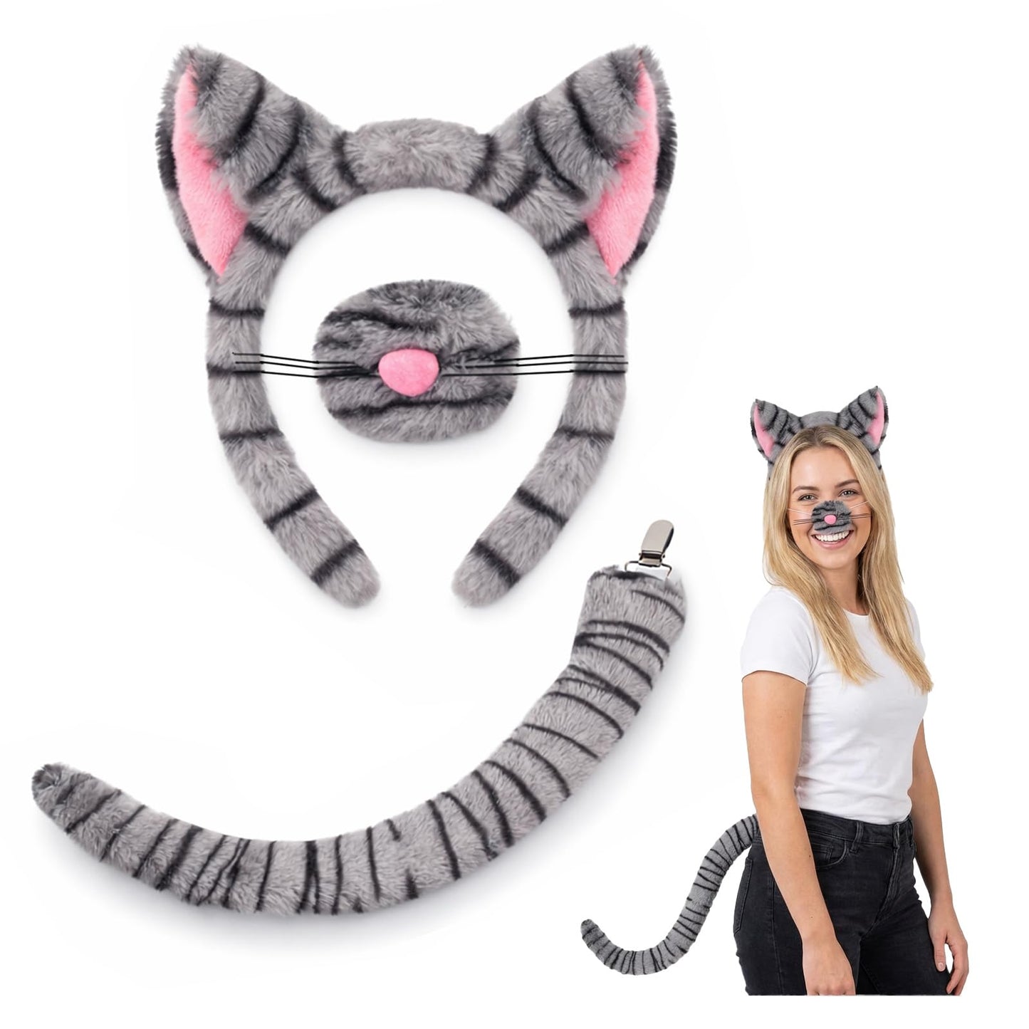 Cat Costume Set - Animal Grey Cat Costume Set with Grey Cat