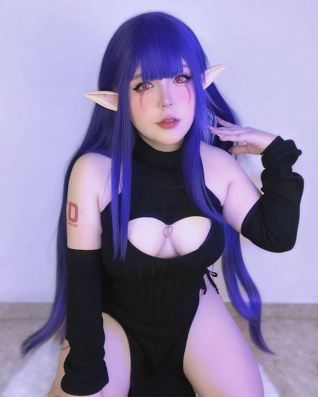 KORURACLUB Sexy Cheongsam Halloween Costume Black Sexy Cosplay Women Succubus Cosplay Lingerie Costumes sexy Outfit for Women Costumes Festival Clubwear (S-M)