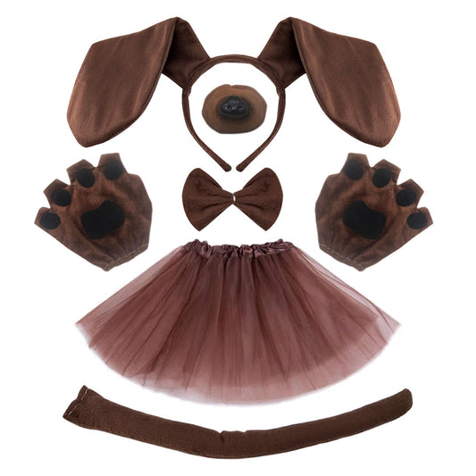 Puppy Dog Costume Set - Include Brown Dog Ears and Tail Nose Gloves