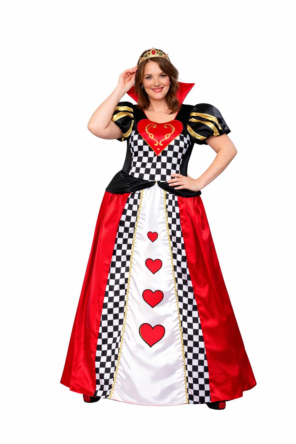 Wicked Costumes Adult Womens Queen of Hearts Fancy Dress Costume Card Queen Outfit Red White Playing Cards Halloween Party Book Day Theatre Role Play - Medium (UK 14-16)