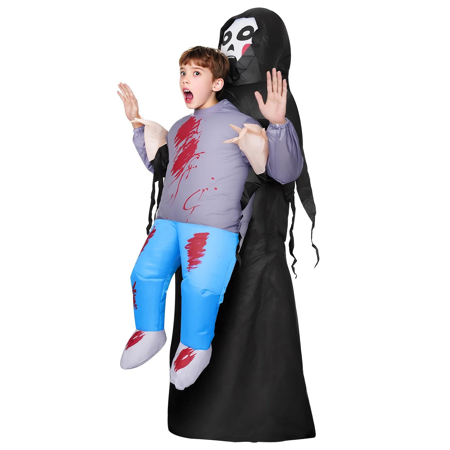 Lustwieta Inflatable Grim Reaper Costume, Grim Reaper Mens Costume, Mens Halloween Costumes Scary, Fancy Dress Outfit One Size (Teens)