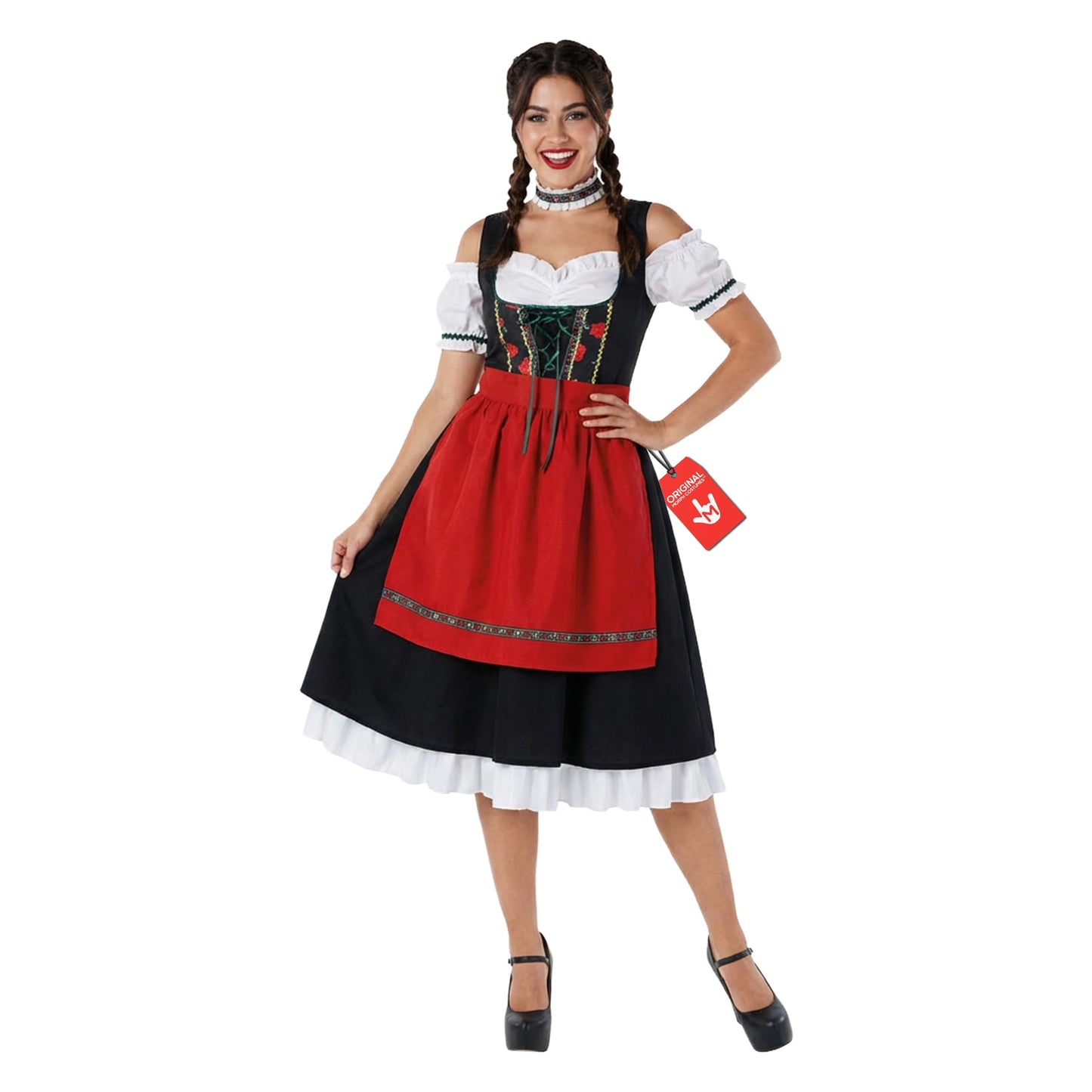 Morph Oktoberfest Costume Women - Bavarian Dirndl Dress with Apron for October Festival Fancy Dress Party, Large