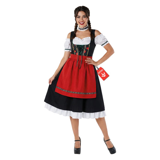 Morph Oktoberfest Costume Women - Bavarian Dirndl Dress with Apron for October Festival Fancy Dress Party, Large