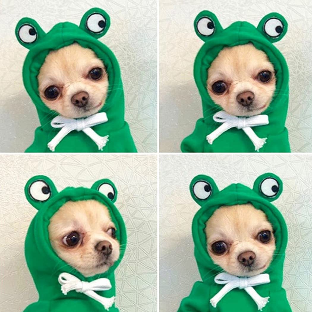 Frog Pet Costume Christmas Dog Fun Frog Shape Hoodie Fleece Dog