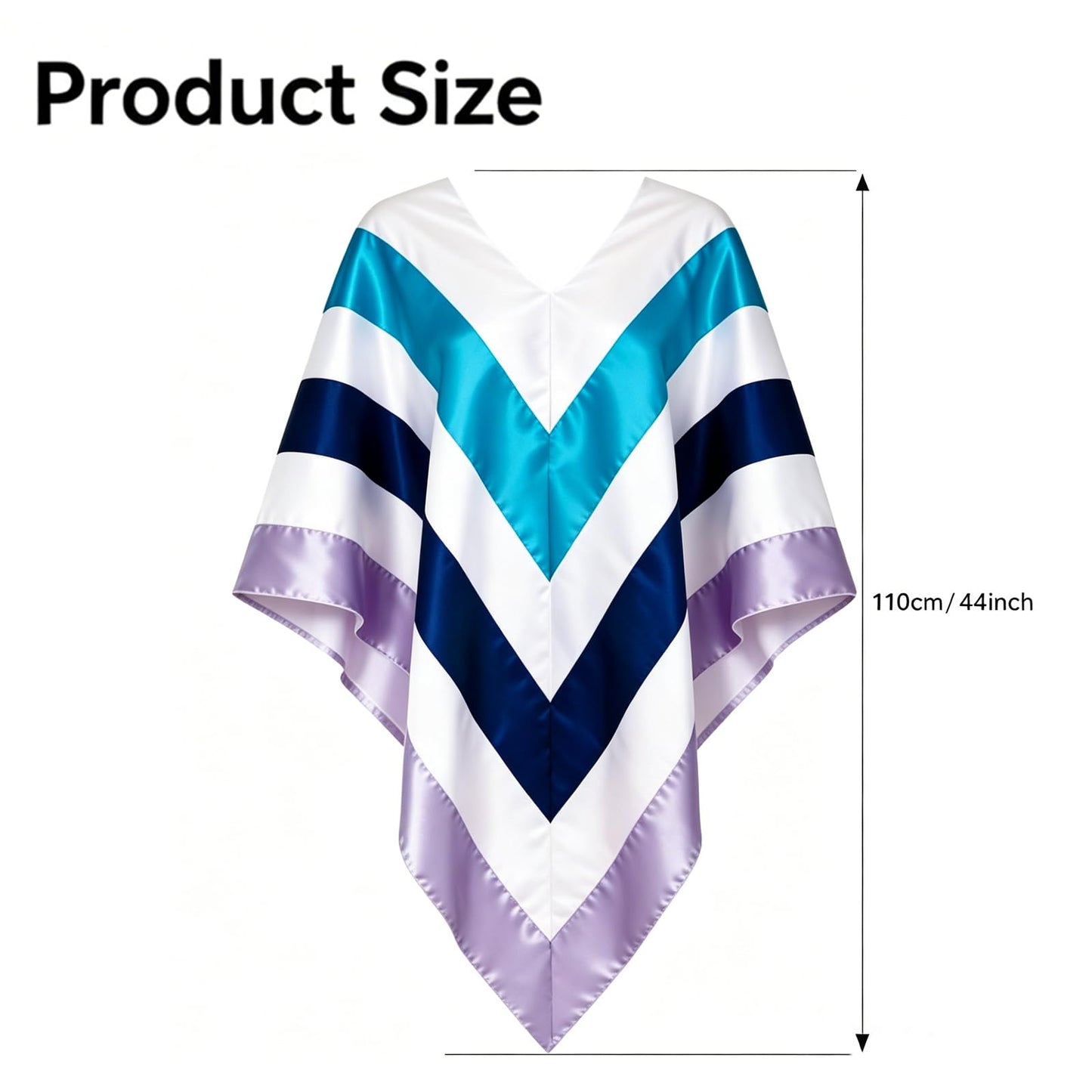 Vervora 70s Fancy Dress Costume, ABBA Disco Poncho for Women Disco Outfit (Blue)