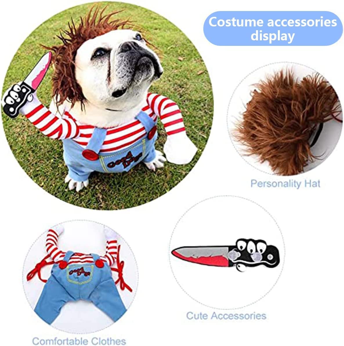 Awful Cat Cosplay Halloween Suit Clothes - Funny Deadly Doll Pet