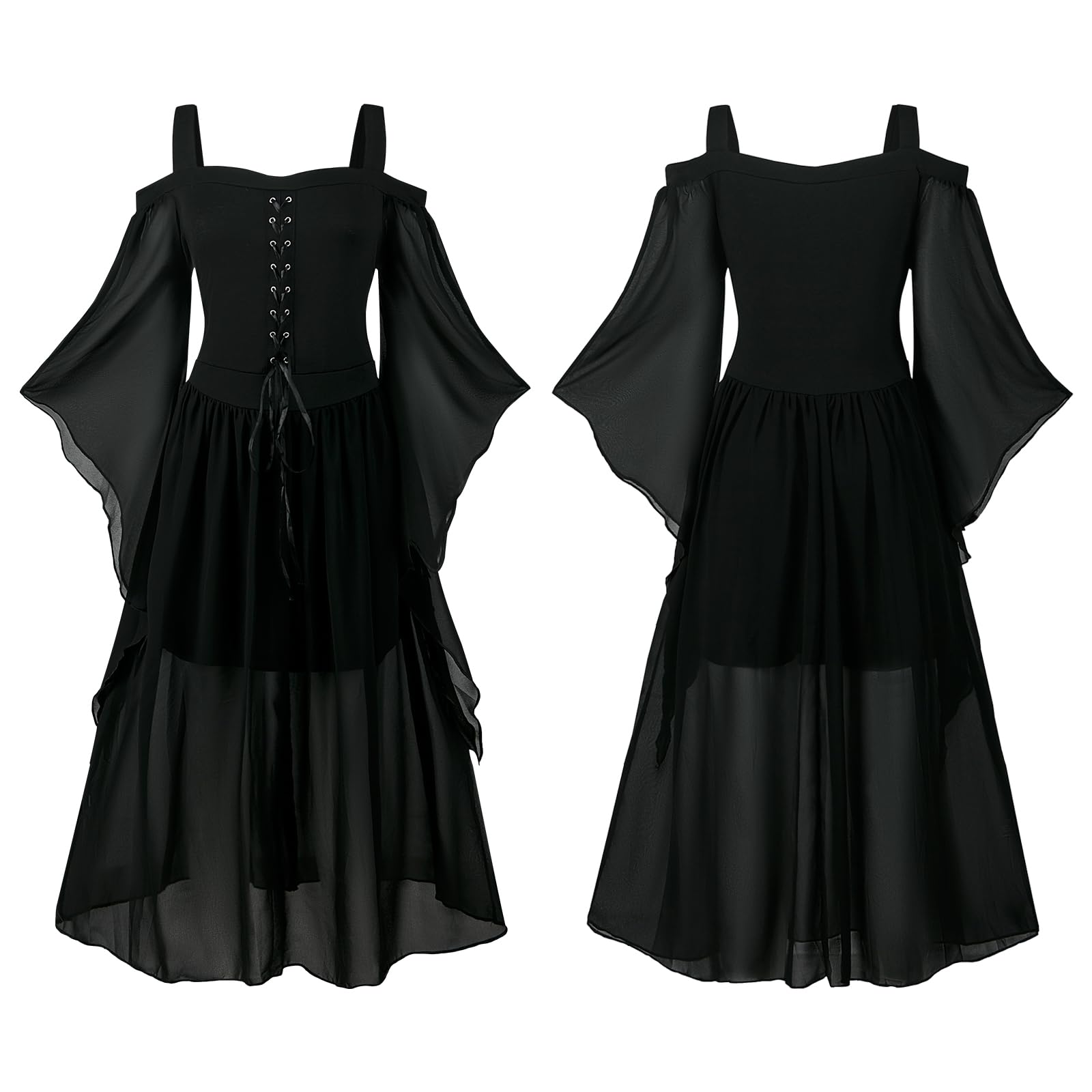 Women's Medieval Dress with Trumpet Sleeves Renaissance Medieval (image 6)