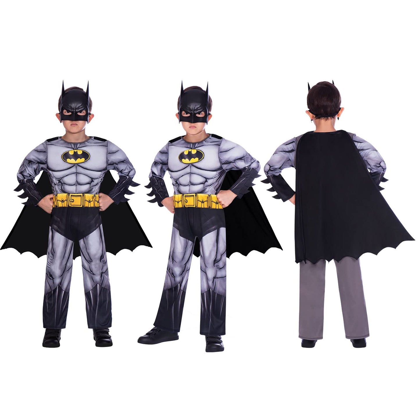 amscan 9906058 - Kids Official Warner Bros. DC Comics Classic Batman Fancy Dress Costume Age: 4-6 Yrs, Grey