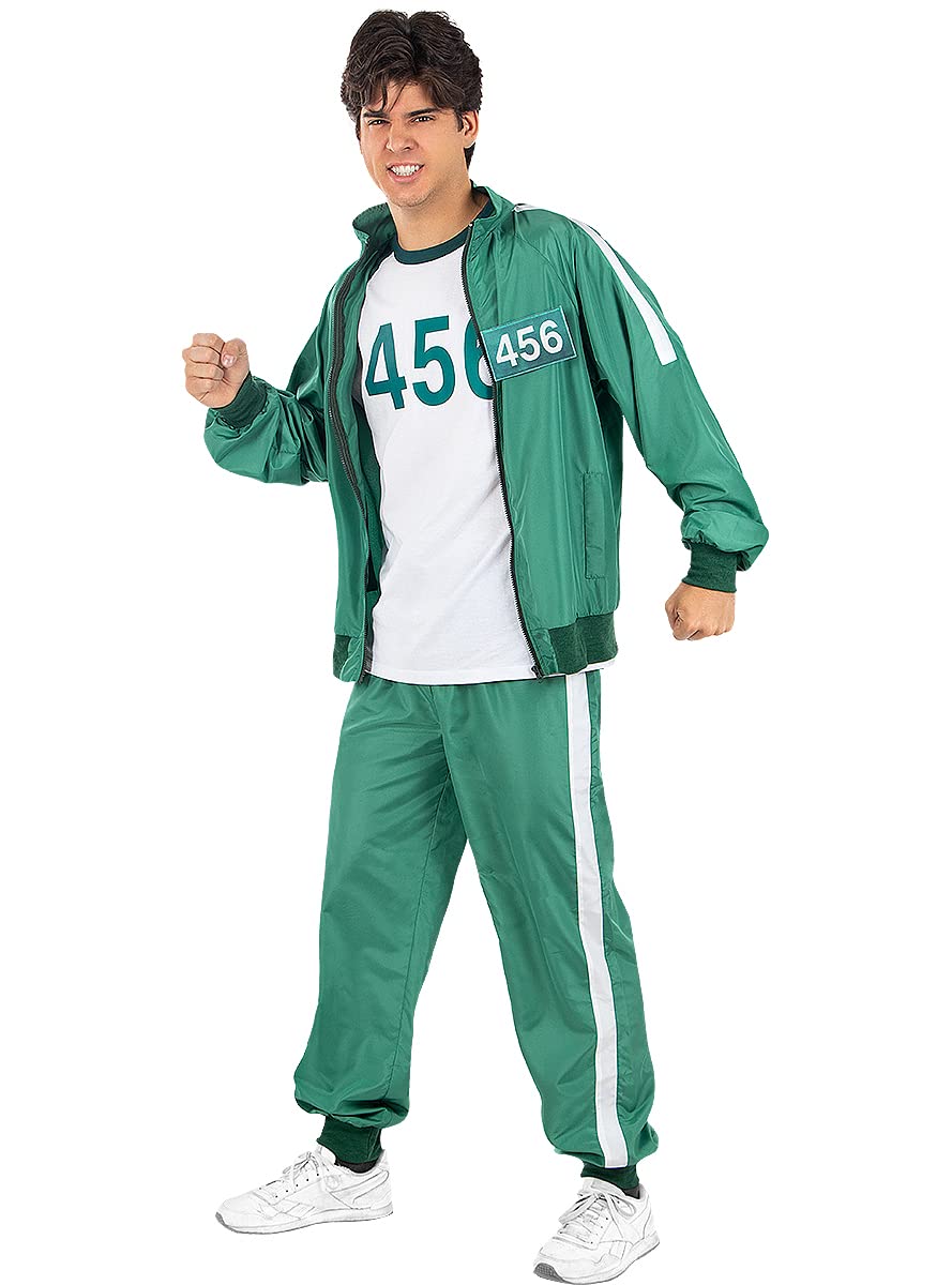 Funidelia | Squid Game nº 456 Tracksu for men and women Netflix, Squid Game - Costume for adults accessory fancy dress & props for Halloween, carnival & parties - Size S - M - Green