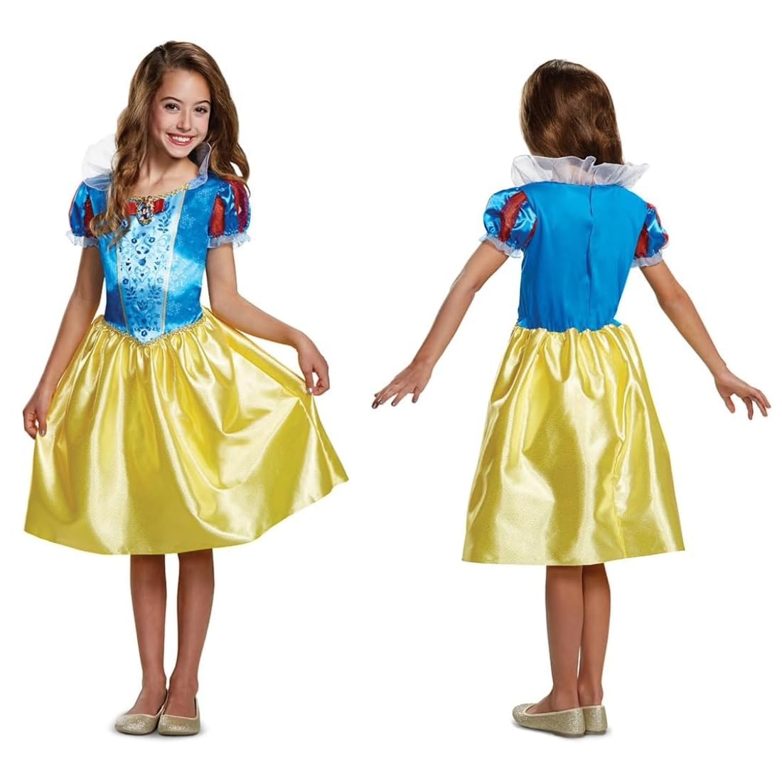 Disney Official Classic Snow White Costume Kids, Snow White Dress Up Outfit, Princess Costumes for Girls Fancy Dress, World Book Day Costumes for Girls, For 4-6 Years