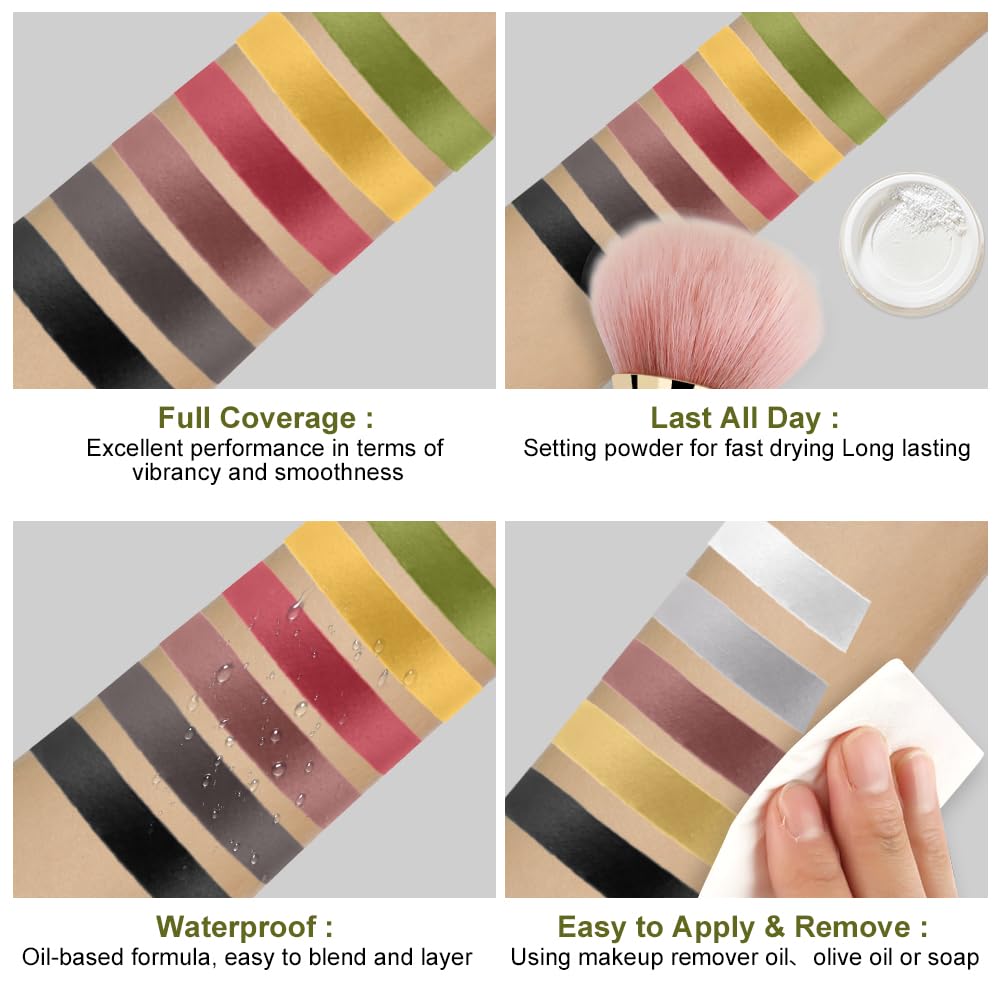 AOOWU Face Body Paint, 6 Color Bruise Wheel Special Effects SFX Zombie Makeup Kit, Professional Non Toxic Face Body Paint, Face Paint for Halloween Clown Vampire Parties Football Fans Cosplay Makeup