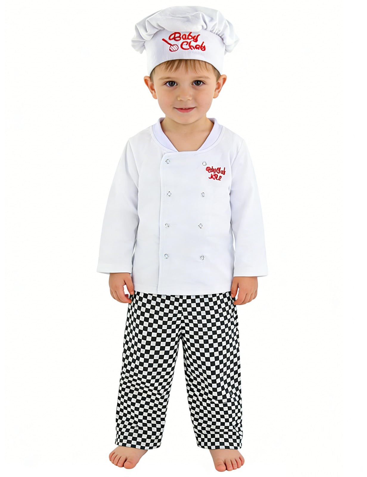MOMBEBE COSLAND Baby Boys Chef Costumes Clothing Sets (12-18 Months, White)