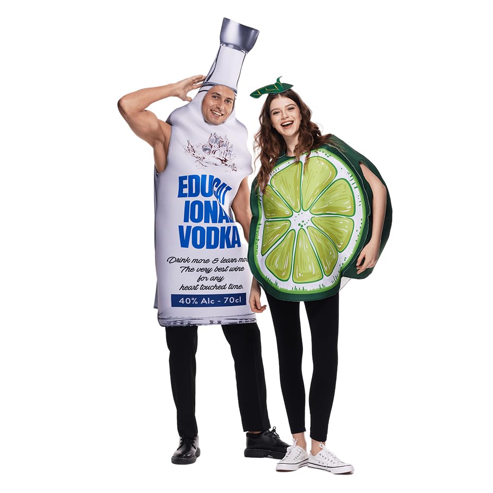 EraSpooky Vodka Bottle and Lime Couple's Tunic Costume Funny Halloween Adult Food Party Outfits Unisex