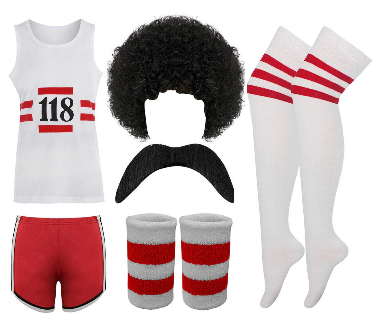 Mens Womens 118 Fancy Dress Costume Adults 118 Print Vest Stripe
