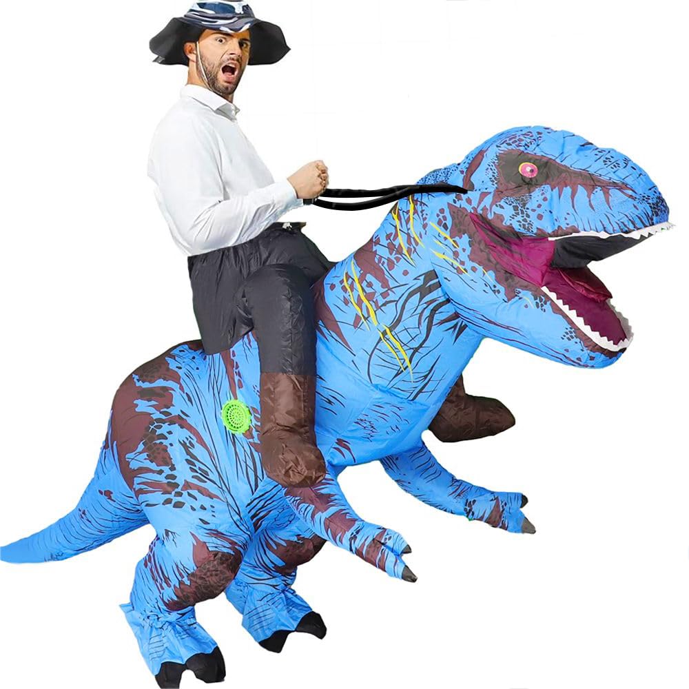 Rafalacy Inflatable Dinosaur Costume for Adult Blow up Ride-on T-rex Costume Funny Halloween Party Costume Dino Party Fancy Dress