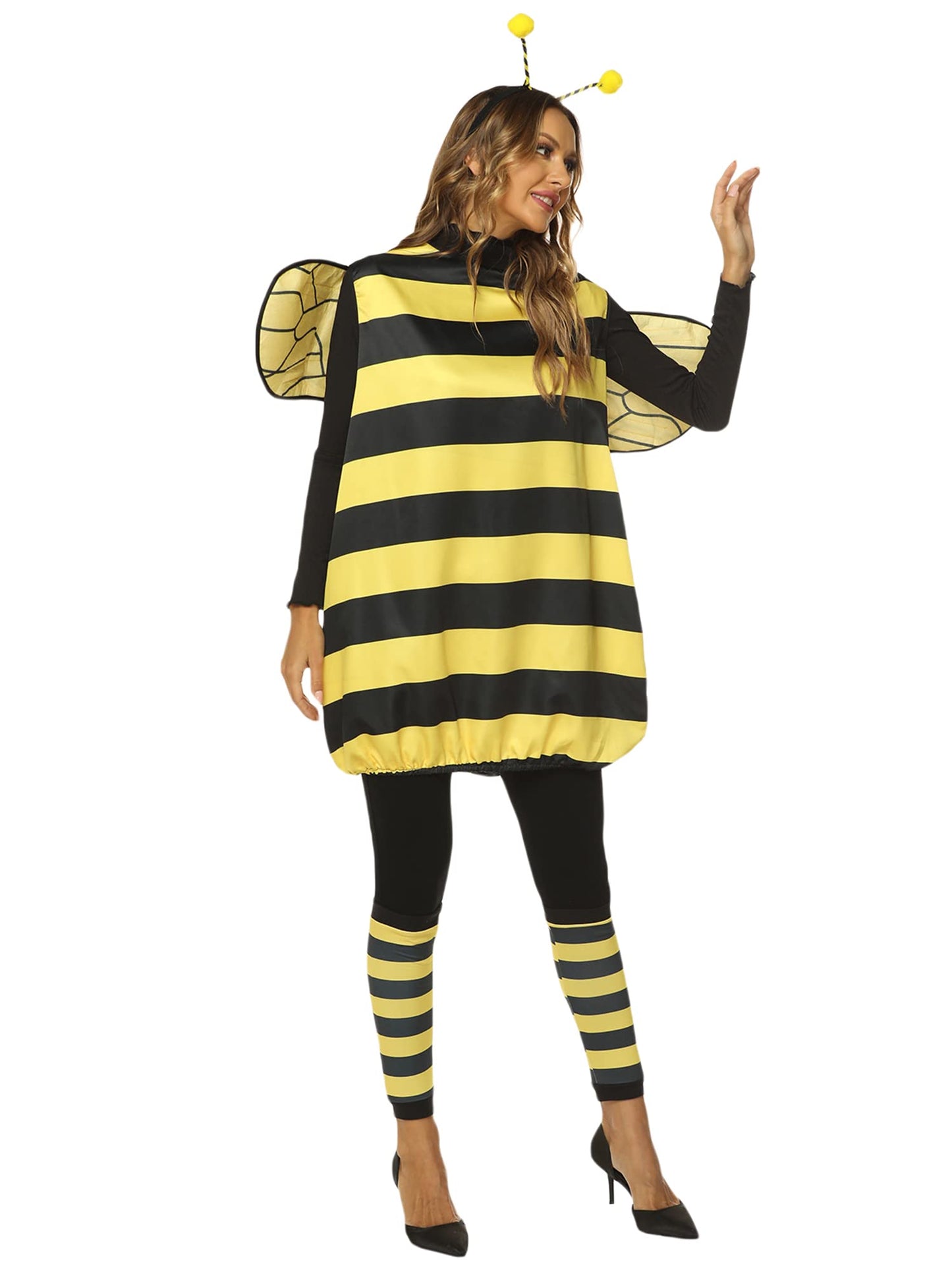 Women Kid Halloween Costume Cosplay Set Bee Dress with Wings