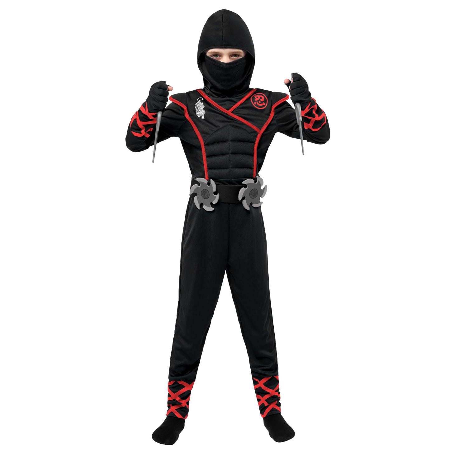 Spooktacular Creations Boys Ninja Deluxe Costume for Kids, Halloween Ninja Cosplay Costume for Boys and Girls