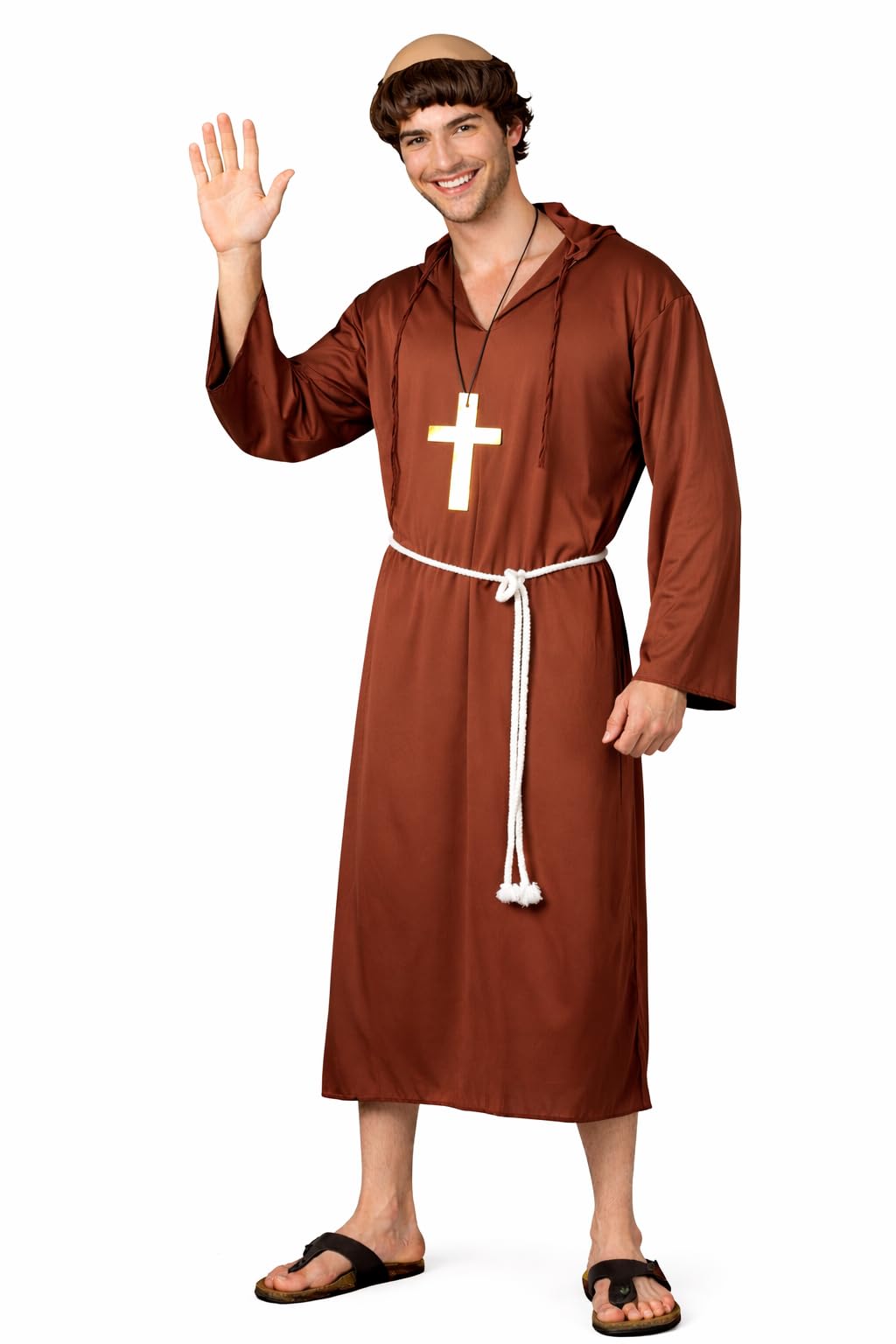 Wicked Costumes Adult Mens Monk Costume Fancy Dress – Medieval Religious Halloween Party Outfit - Medium