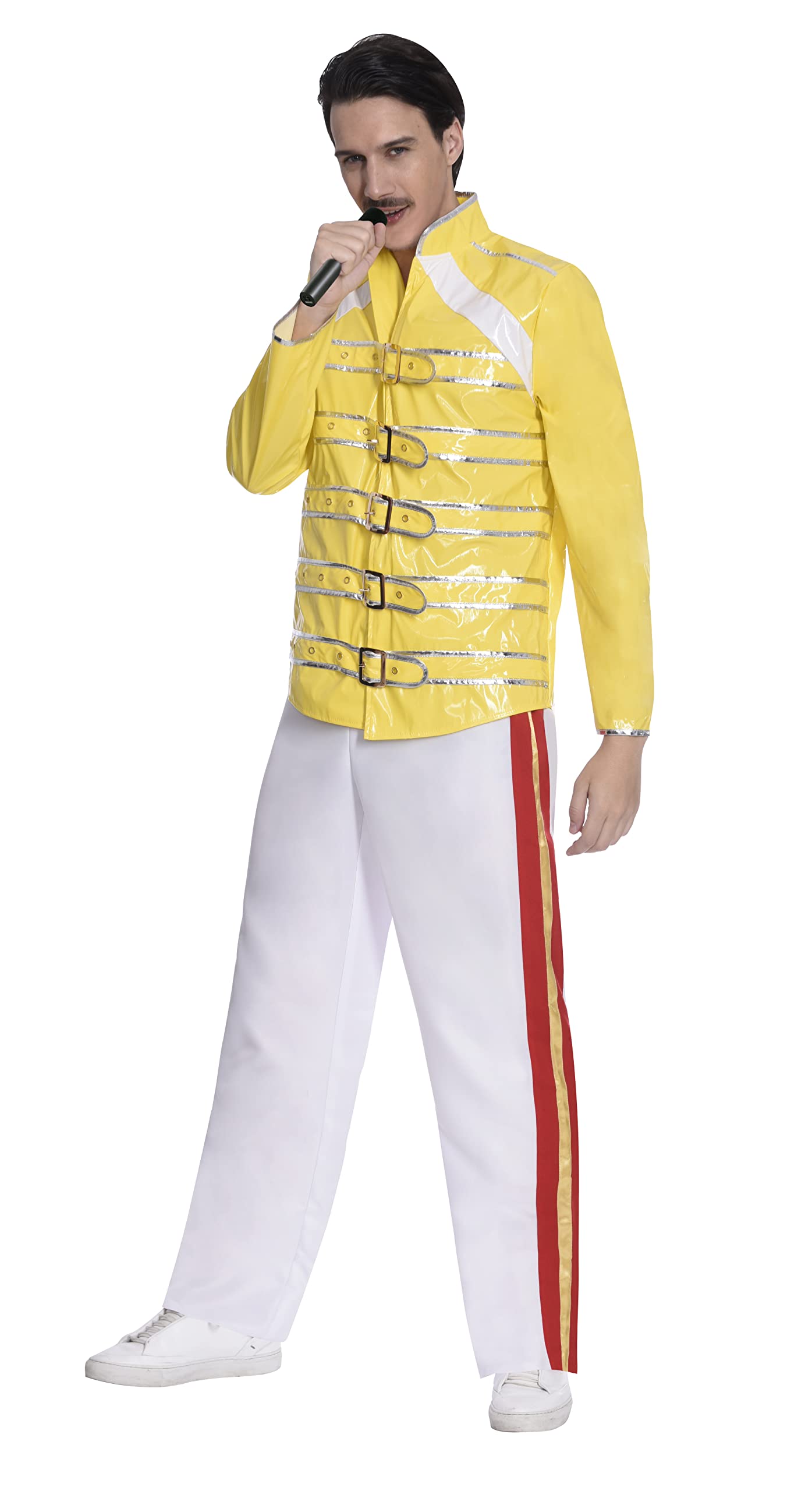 amscan 9906855 - Men's 1980's Rock Legend Adults Fancy Dress Costume Size: Large, Red