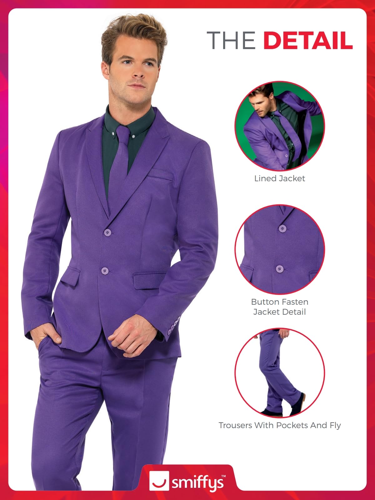 Smiffys Purple Suit, Purple, M - Size 38 inch-40 inch