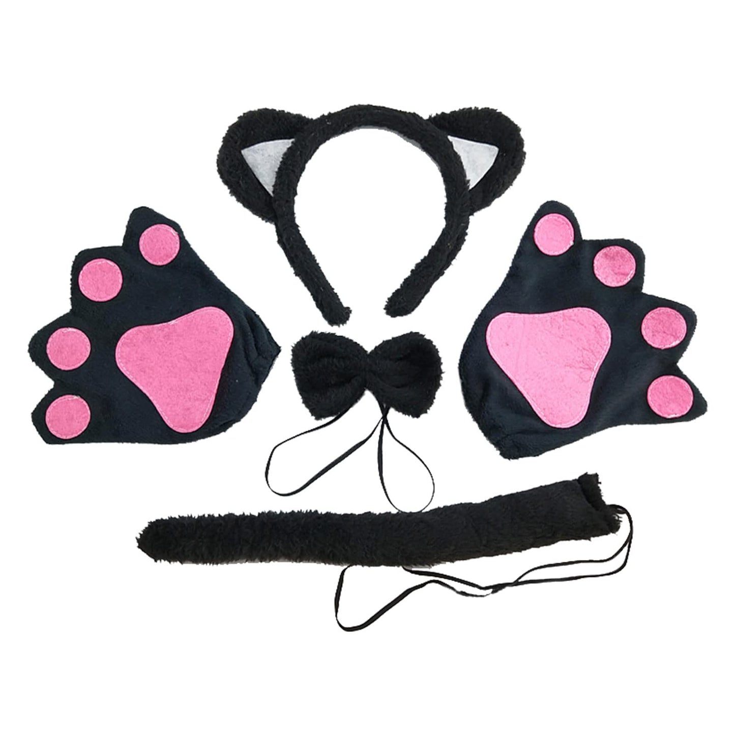 Cat Costume Set Included Cat Ears Headband Bowtie Tail Cat Paw