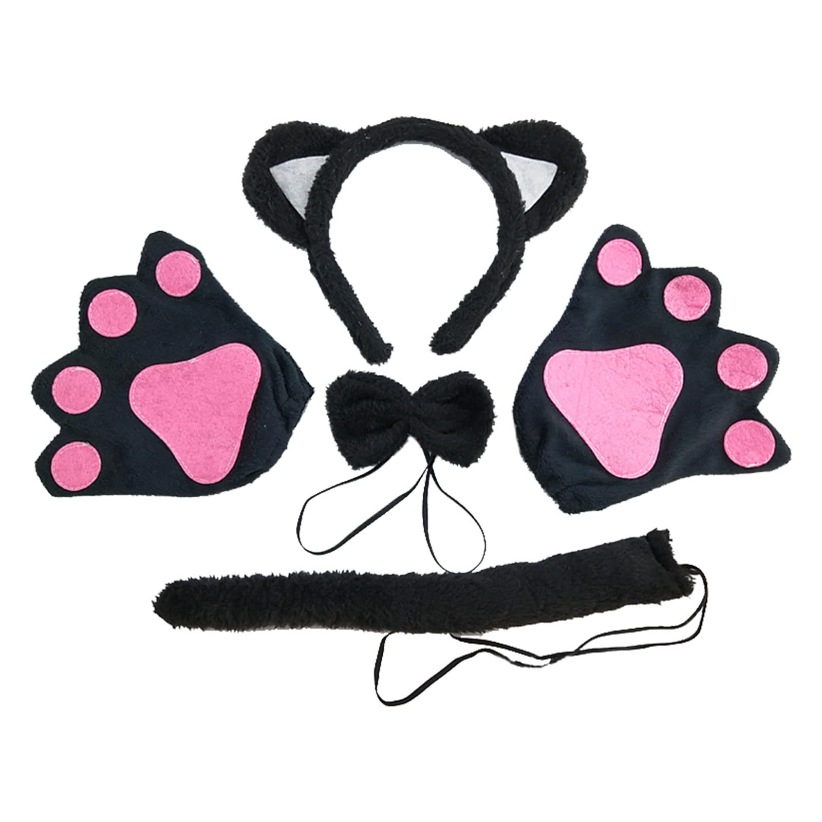 Cat Costume Set Included Cat Ears Headband Bowtie Tail Cat Paw