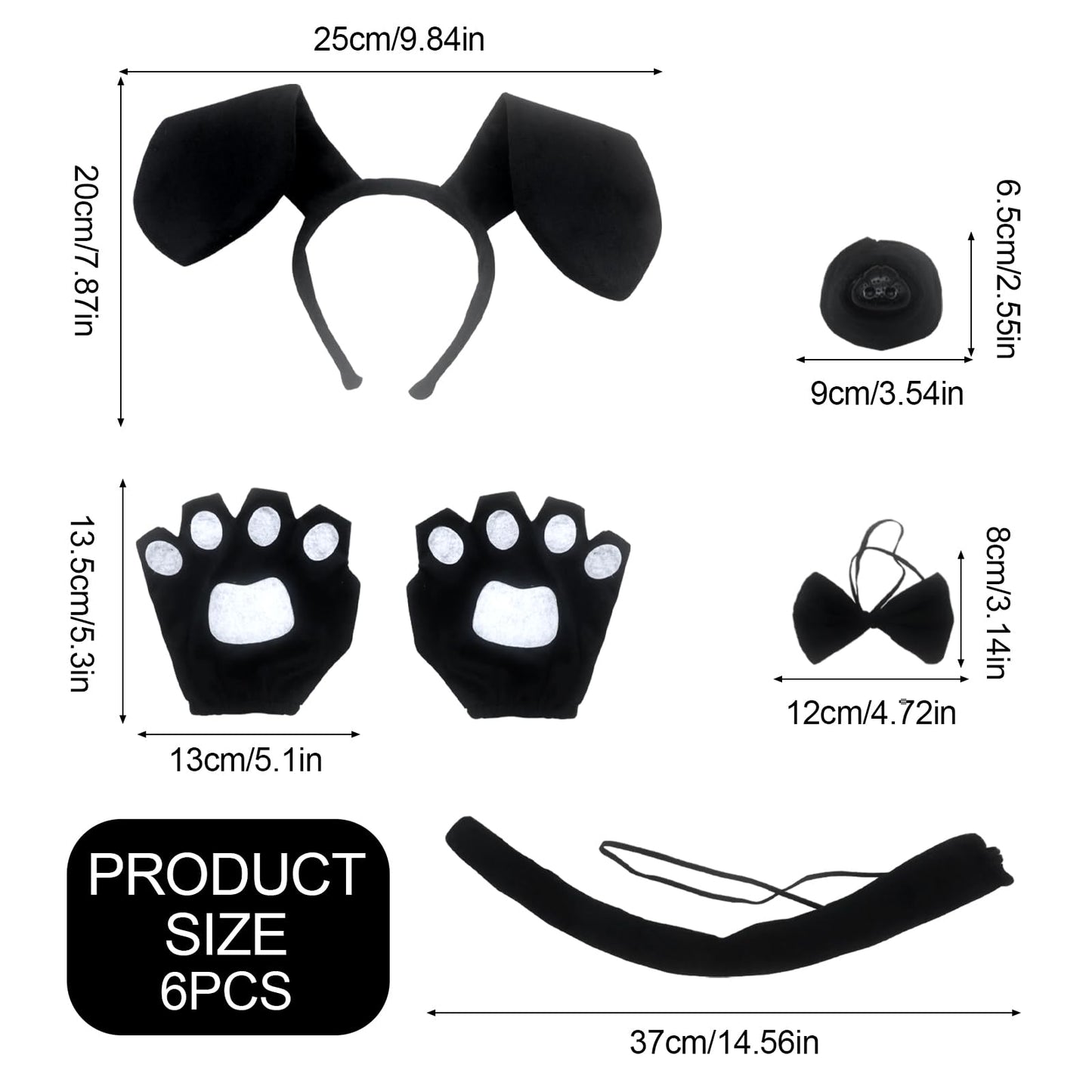 Black and White Puppy Dog Costume Set Costume for Dogs Includes