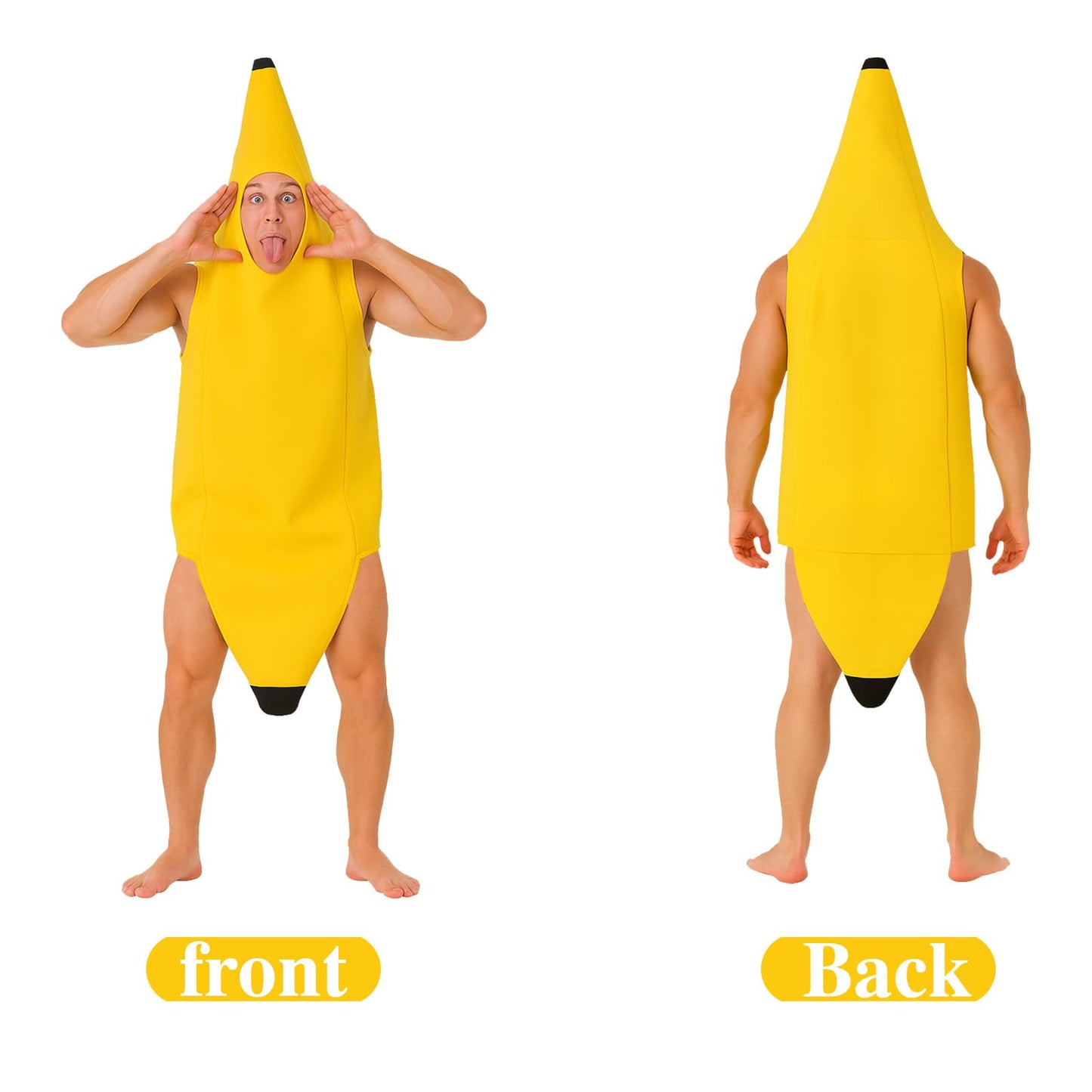 Banana Costume for Adults, Fun Banana Fancy Dress Outfit, Perfect for Halloween, Parties, and Costumes, Lightweight and Comfortable Fruit Costume for Men and Women